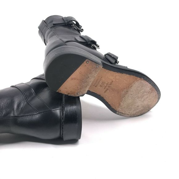 rag & bone Hudson Black Leather Moto Biker Mid Buckle Boots • 36.5 - Picture 4 of 10